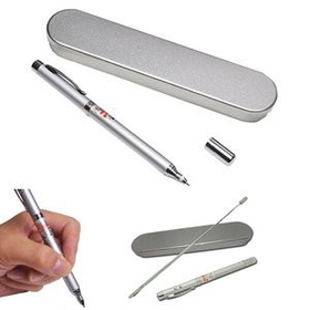 Custom 4 in 1 Retractable Ball-pen With Laser Point, 6" L x 3/8" D