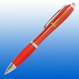 Custom Plastic Curve Pen -Red with Silver Trim Plastic Curve Pen -Red with Silver, 5 1/2
