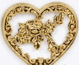 Custom Cut Out Heart w/ Center Rose Stock Cast Pin