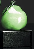 Hand Blown Glass Pear Award w/ Marble Base (4