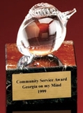 Custom Glass Peach Award w/ Marble Base (3