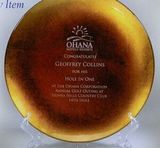 Custom Large Jade Glass Gold Leaf Round Plate Award