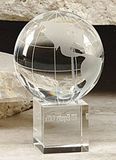 Custom Optical Crystal World Globe Award w/ Base (2 3/8