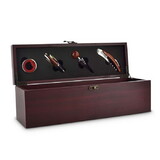 Custom Visions SDAW177 Unwine V Cherry-finished Wood Wine Bottle Box with Four Wine Accessories