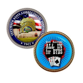 Custom EMT SPC2 Speed Challenge Coin w/ Rope Border - Full Color Imprint (1-3/4")