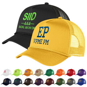 Custom Structured 5 Panel Curved Bill Trucker Cap with Rope