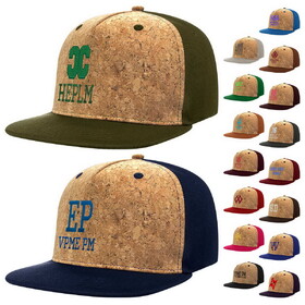 Custom Cotton Flat Visor Adjustable Snapback Cork Caps