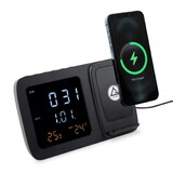 Custom Tomax Obelisk, Wireless Charging Phone Stand with Digital Alarm Clock and Temperature / Humidity Display