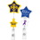 Custom Double Up Star Retractable Badge Reel (Label), 1.89" W x 4.60" H x 0.43" D, Price/piece