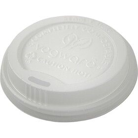 Blank VWLID1020 White Dome Compostable Sip Thru Lids