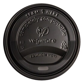 Blank VWLID1020B Black Dome Compostable Sip Thru Lids