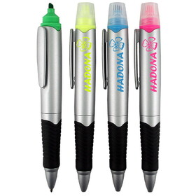 Custom Pensline I-33S Madison Highlighter/Pen Combination W/ Silver Barrel