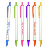 Custom Pensline NI-70BRIGHTS The Orlando Value Click Stick Pen W/ White Barrel