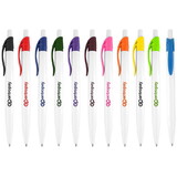 Custom Pensline NI-80W Preston Ballpoint Pen W/ White Barrel & Colored Clip Click Pen