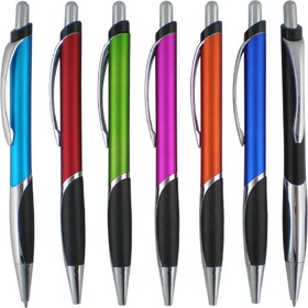 Custom Pensline QU-10M Maxim Metallic Pen With Black Rubber Grip