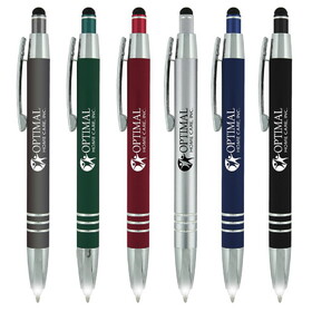 Custom Pensline ST-96 Reston Led Stylus Soft Touch Metal Pen