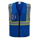 Custom SV2510 Deluxe Royal Blue Cool Mesh Safety Vest w/ Clear ID / Cell Phone Pocket - Non-ANSI