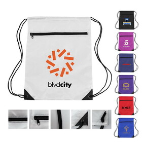 Custom Admart B-3421 Velocity Zippered Drawstring Backpack