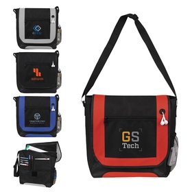 Custom B-6318 Messenger Bag with Front Zipper Pocket, Ipod Port, Velcro Closure, Organizer Under Flap