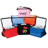 Custom B-6508 Lunch Bag-6 Can Cooler, Front Pocket, Side Mesh Pocket, ID Holder with Card On Top
