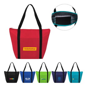 Custom Admart B-6538 Wide Zipper Cooler Tote Bag