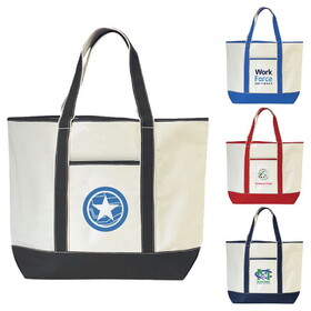 Custom Admart B-8212 Color Trim Cotton Canvas Boat Tote Bag