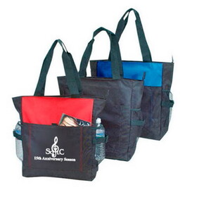 Custom Admart B-8243 Poly Deluxe Zipper Tote Bag