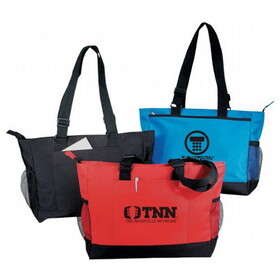 Custom Admart B-8290 Wide Poly Zippered Tote Bag