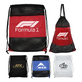 Custom Admart B-8418 Nylon Drawstring Sports Mesh Tote Backpack Bag