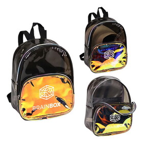 Custom Admart B-8479 Black and Gold Clear Vinyl Backpack