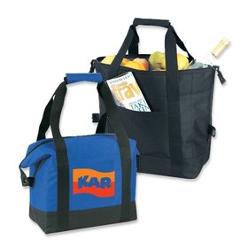 Custom B-8514 Insulated Pinic Cooler Bag with Front Pocket and Zippered Closure 600D Polyester with Heavy Vinyl Backing