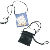 Custom B-8606 Coin Wallet Two Zipper Front Pocket Rear Slip Pocket Adjustable Neck Cord 420D Nylon