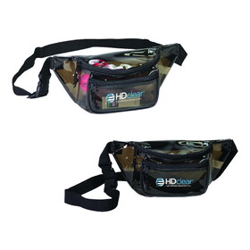 Custom Admart B-8847 Black Vinyl Transparent 3-Zipper Fanny Pack