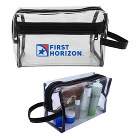 Custom Admart B-89106 Clear Vinyl and Leatherette Toiletry Bag