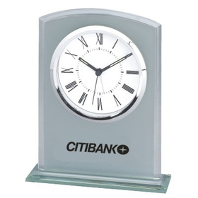 Custom CY-1102 Rectangle Glass Alarm Clock with Roman Numueral Numbering, Battery Not Included