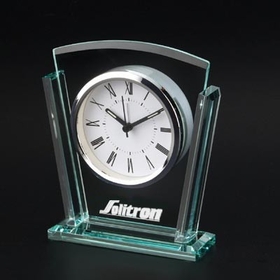 Custom CY-1103 Trapezoid Glass Alarm Clock with Roman Numeral Numbering, Battery Not Included