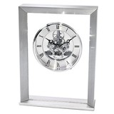 CY-1155 Moving Gear Clock In Brushed Aluminum Case with Roman Numeral Numbering, Battery Not Included