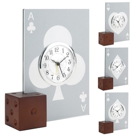Custom CY-1159 Cards Alarm Clock with Wooden Dice Base