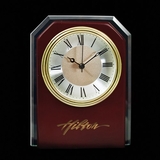 CY-1171 Wood Clock with Gold Accents and Trimed with Glass, Battery Not Included