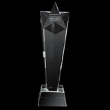 Custom DY-2061 Crystal Trophy, Tall Star Prism Shape Ontop of A Trapezoid Base