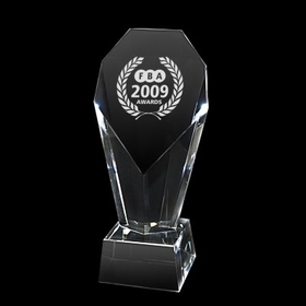 Custom DY-2062 Crystal Trophy, Small Size Heart Prism Shape Ontop of A Trapezoid Base