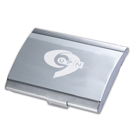 Custom HM-9012 Elegant Two Tone Brushed Stainless Steel Business Card Case In Curved Shaped