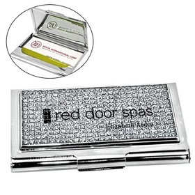 Custom HY-6015 Glitter Stone Business Card Case with Lacquer Coating Over Glitter Stones