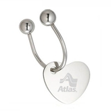 Custom KM-7016 Heart Shaped Hang Tag with Screw Mechanism Horseshoe Key Holder In Shiny Nickel Finish Over Alloy