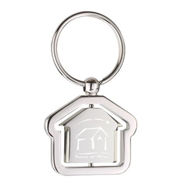 Custom KM-7047 House Shaped Key Tag Swing to Showcase Your Logos In Shiny Nickel Finish Over Alloy