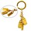 Custom KY-3069 Gold Bar Bell Key Chain, 24K Gold Plated Metal Key Chain with Jingling Bell and Carved Gold Details, Price/each