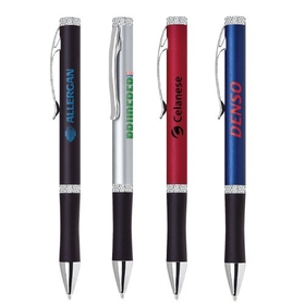 PC-106 Aluminum Twist Action Ballpoint with Diamond Cut Middle Ring and Top