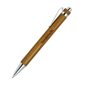Custom PECO-30800 Click Action Pen Eco-Friendly Bamboo Barrel with Silver Trimsnatural Material