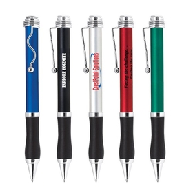 Custom PM-206 Twist Action Aluminum Construction Metal Pen Bold Color Matte Finish Barrel with Soft Roubber Grip and Chrome Accents