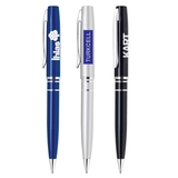Custom PM-207 Twist Action Aluminum Ballpoint Pen with Enamel Lacquered Body and Polished Chrome Accents